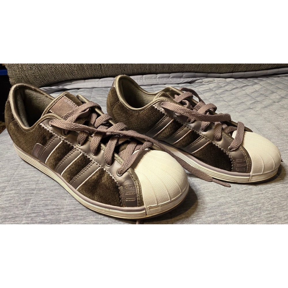 526 Adidas Sleek Series Superstar Brown Velvet Metallic Bronze G10045 Womens 6.5